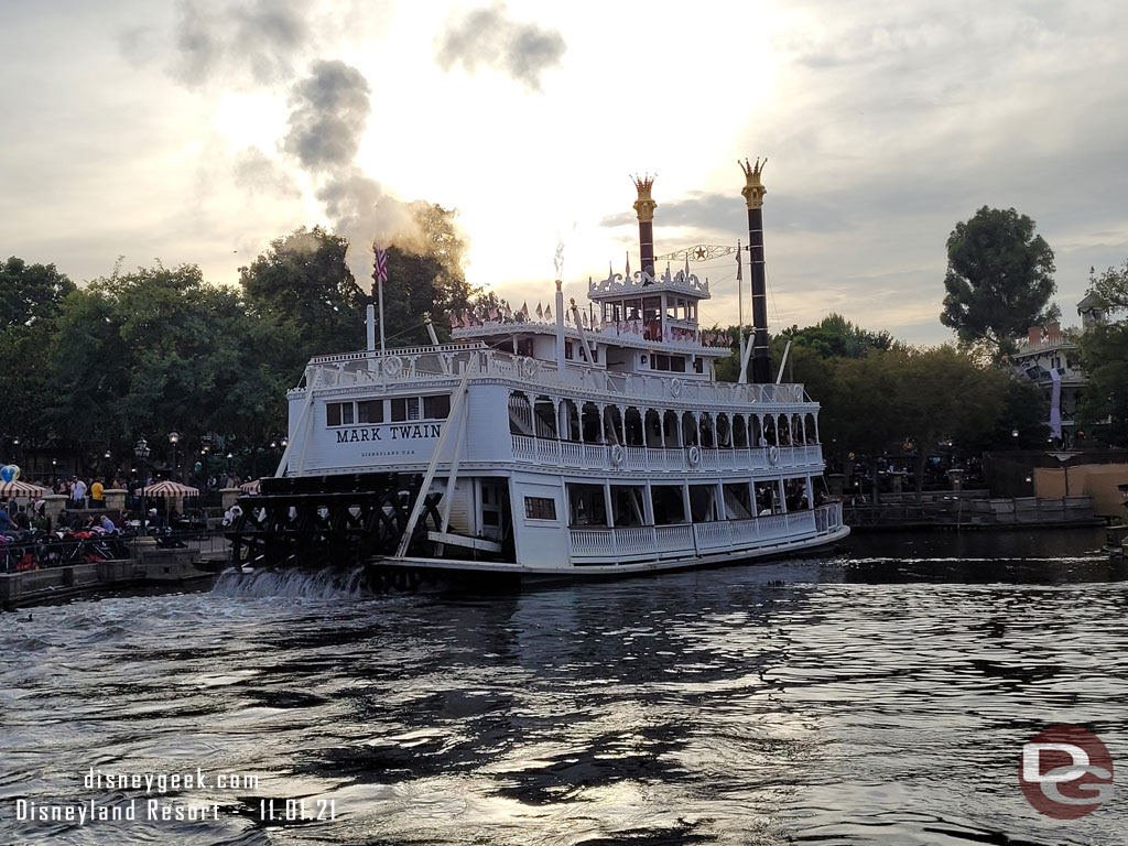 The Mark Twain Riverboat setting off on a cruise.  The upper deck was not in use today. Only the lower two.  Noticed this on a half dozen cruises, so I skipped a ride today (so no Pelican