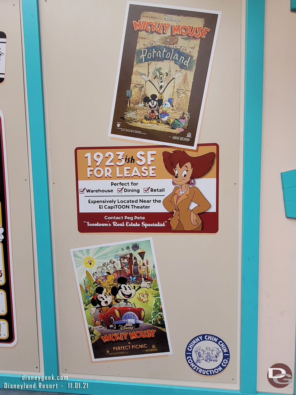 A closer look at the construction wall signs near the exit of Car Toon Spin (I did not visit this side last visit).