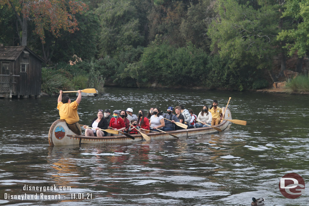 Canoes were still circling the Rivers of America this late afternoon