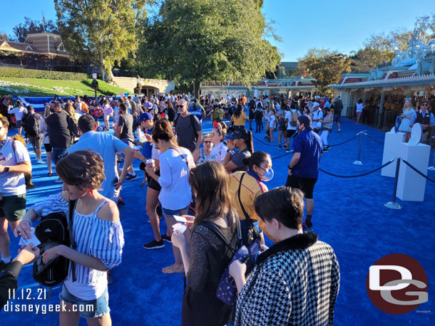 Upon entering the park you walk onto a blue carpet for Disney+ day. 