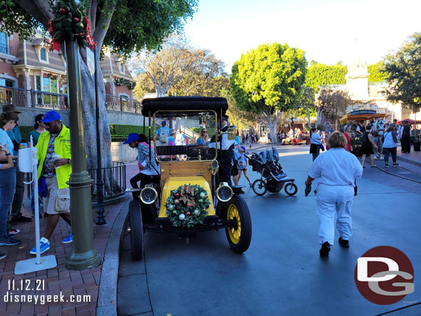 Main Street transportation decorated for the season.