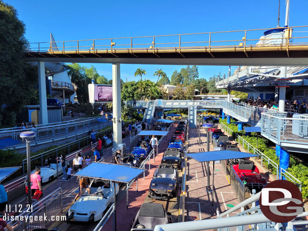 Time for a spin on the Autopia.  Only 2 of 4 lanes were open so the wait was longer than expected.