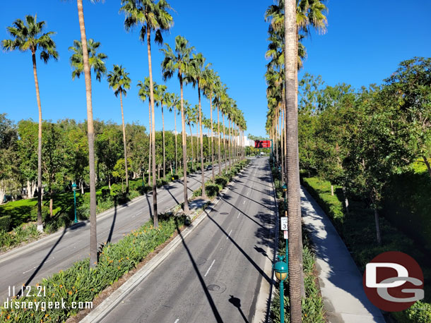 A quiet Disneyland Drive as we passed over.