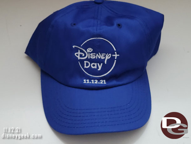 A closer look at the Disney+ Day hat.