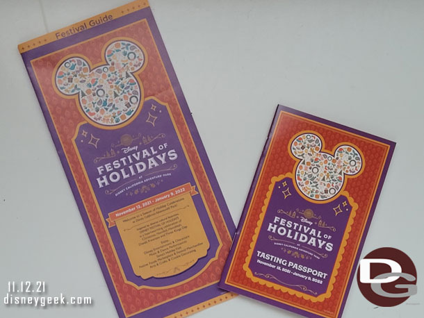 Disney Festival of Holidays guide and tasting passport.