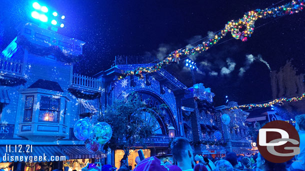 White Christmas snowfall on Main Street USA to conclude my visit.