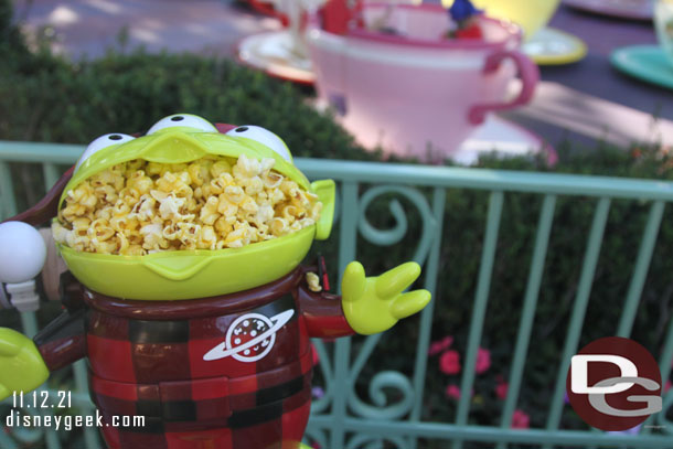 My sister in law stopped for popcorn while we were on the Mad Tea Party.  She opted for this Toy Story bucket.