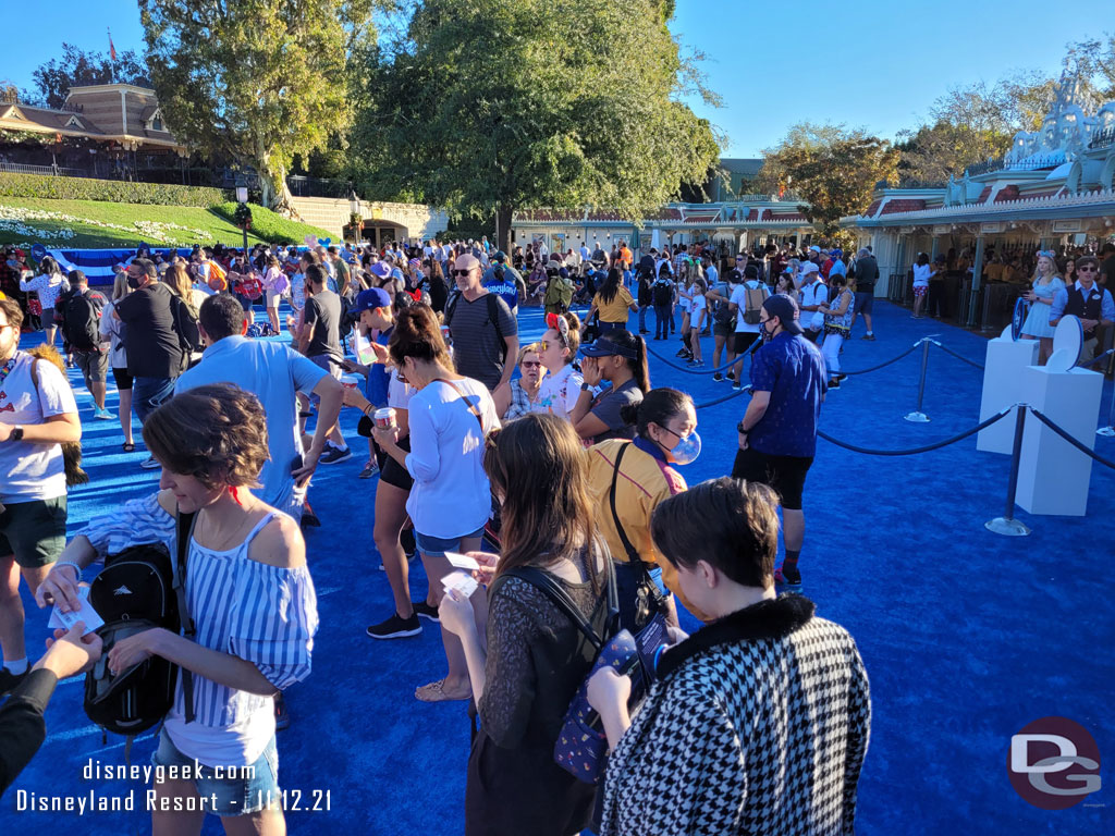 Upon entering the park you walk onto a blue carpet for Disney+ day. 