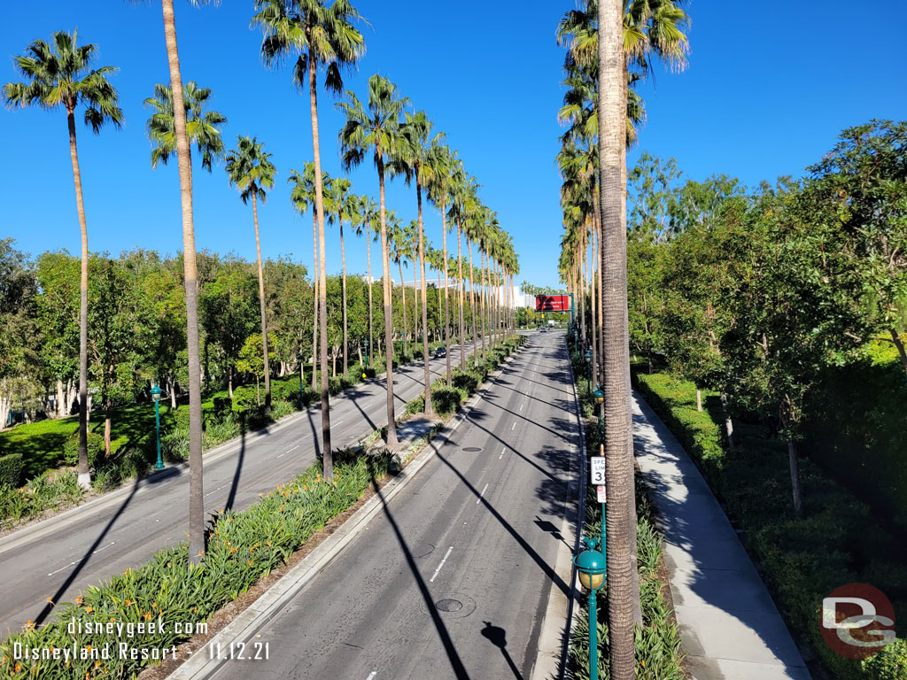 A quiet Disneyland Drive as we passed over.