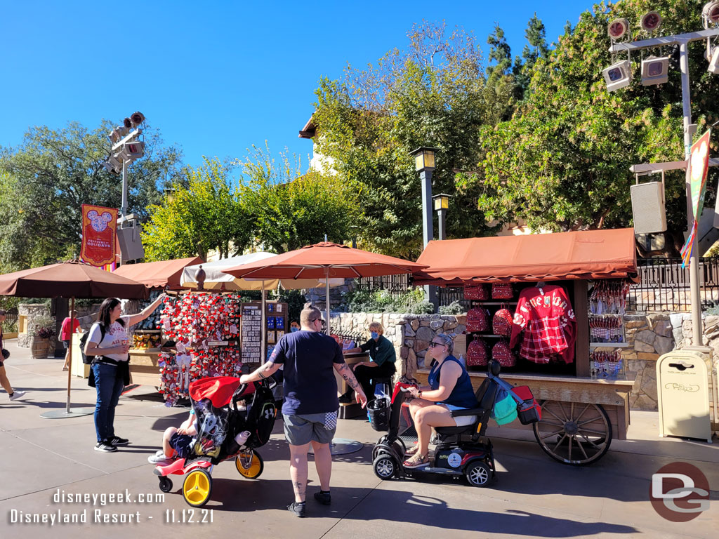 Passing by the merchandise carts