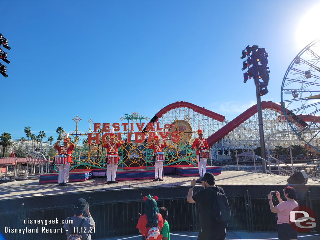 The Holiday Toy Drummers perform on the Palisades Stage this year.