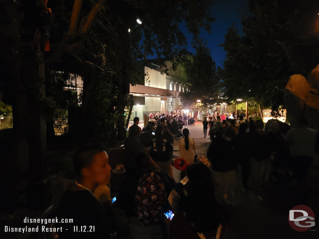 The view from near the end of the popcorn bucket line.