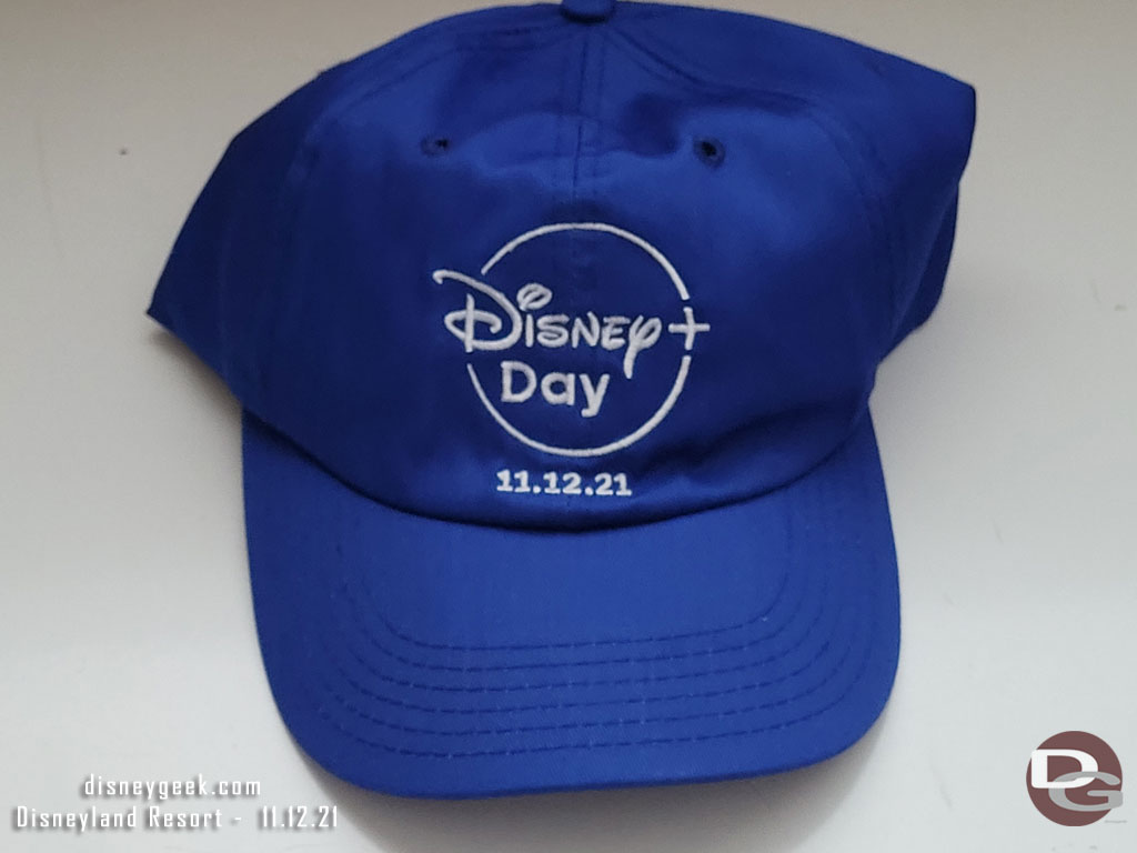 A closer look at the Disney+ Day hat.