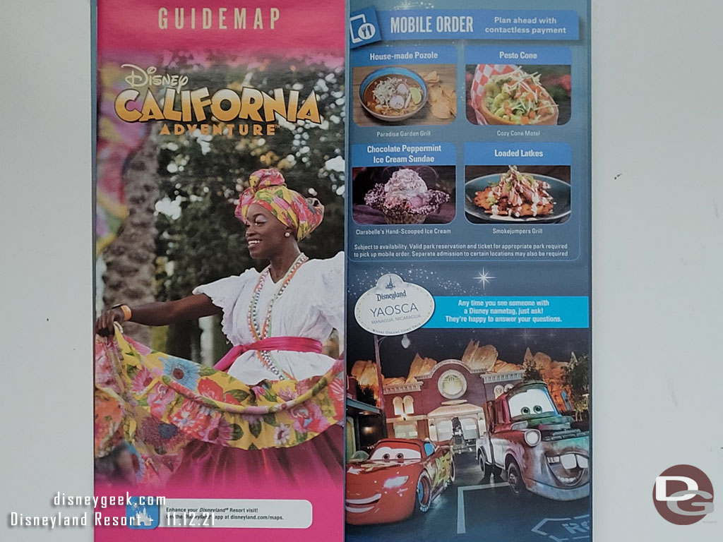 Disney California Adventure park map cover and foldout