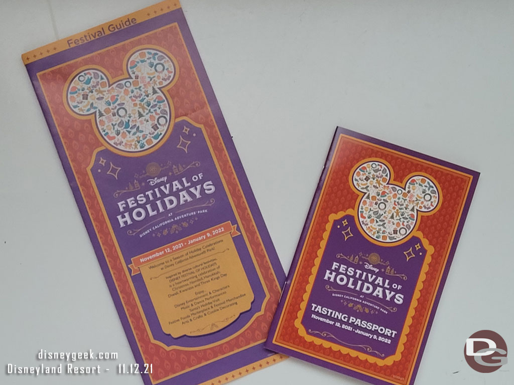 Disney Festival of Holidays guide and tasting passport.