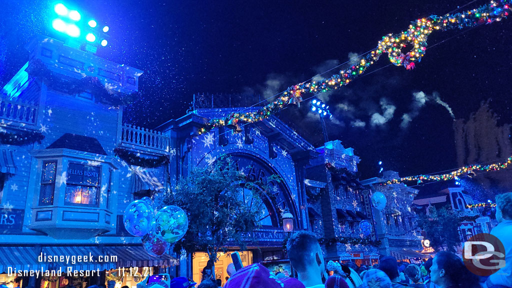 White Christmas snowfall on Main Street USA to conclude my visit.