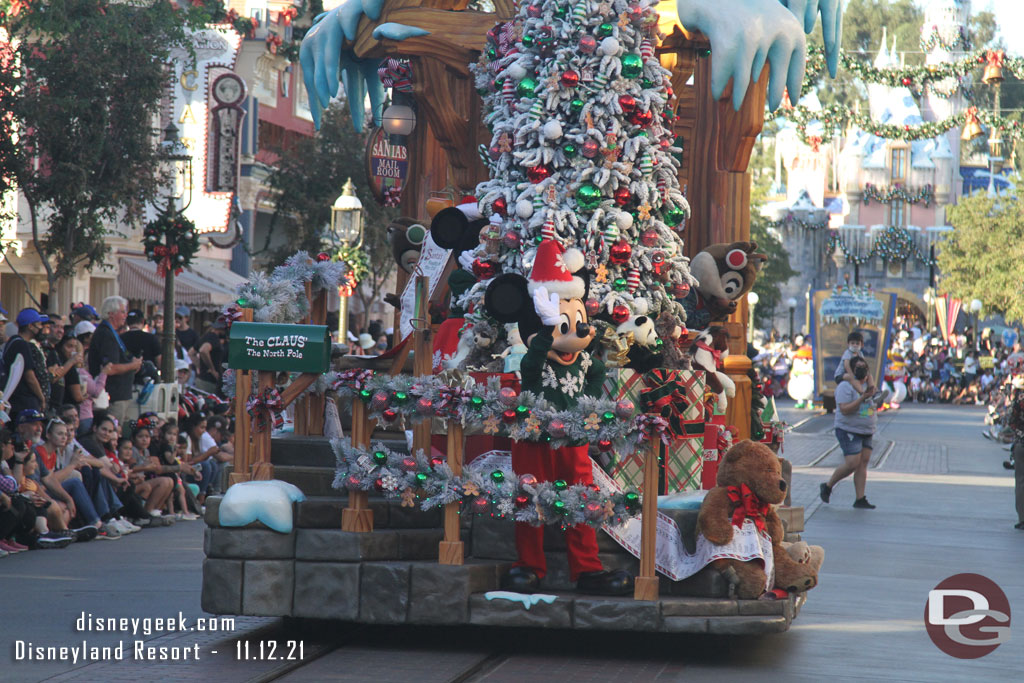 Mickey Mouse and friends on the mail room float.