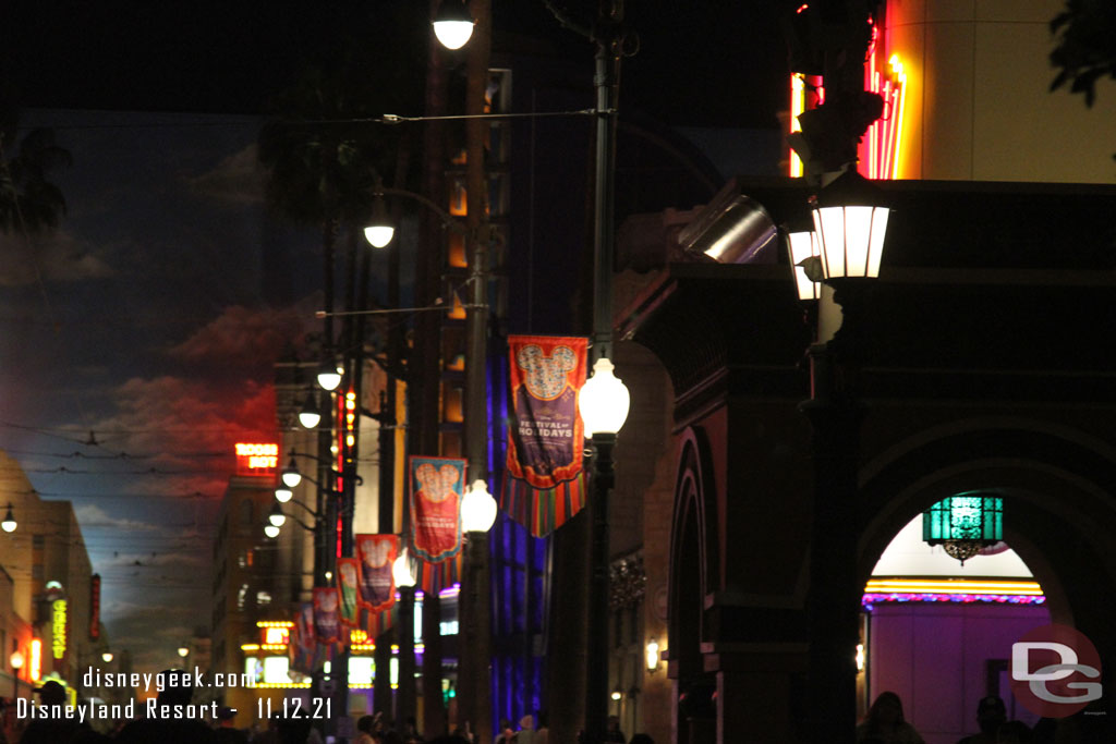 Hollywood Blvd is lined with Festival of Holidays banners this year.