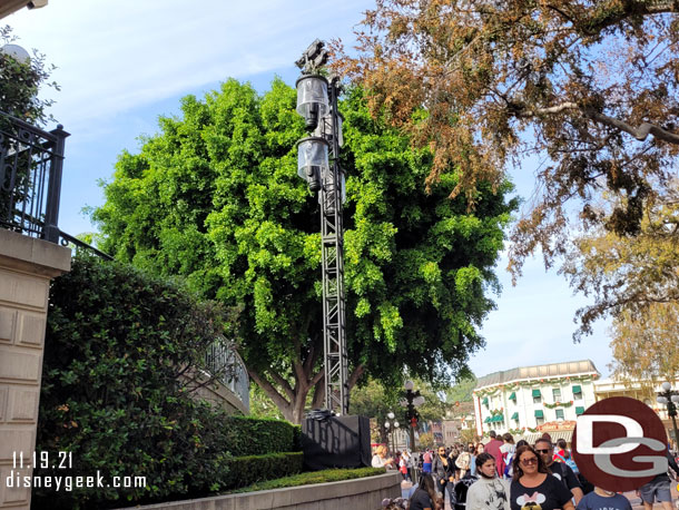 Preparations for the Candlelight Ceremony are underway with lights and speakers starting to be installed in  Town Square.