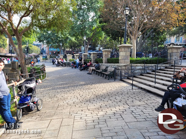 Benches and tables are still along the waterfront.