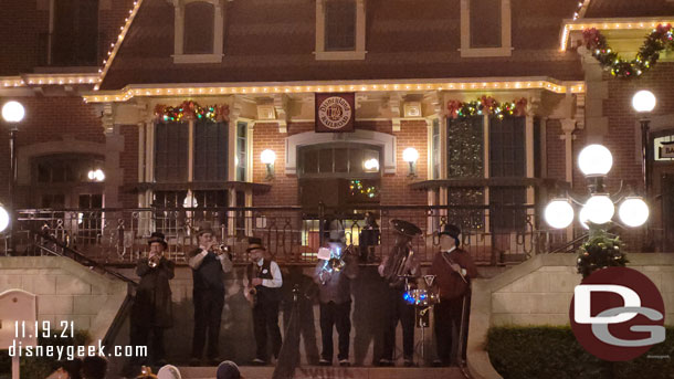 The Dickens Yuletide Band performing at the Train Station