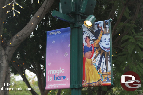 A look at the Festival of Holidays Banner in Downtown Disney.