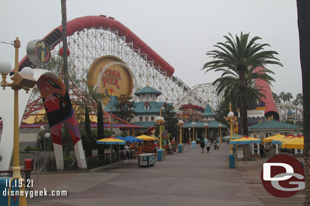 Pixar Pier this morning.  The area was really quiet. Most guests were in Cars Land and Avengers Campus.