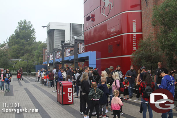 The queue wrapped around the side of the building.