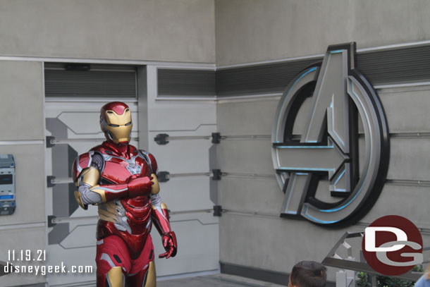 Iron Man greeting guests.