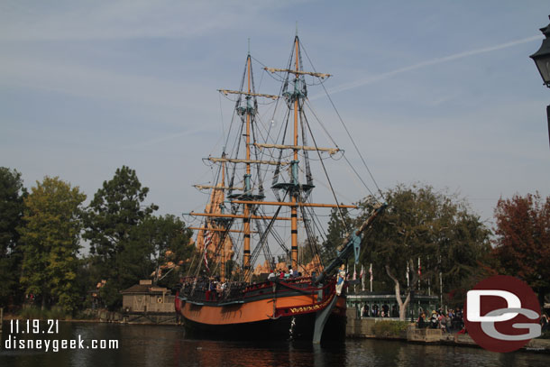 The Sailing Ship Columbia has returned to service and was circling the Rivers of America this afternoon.