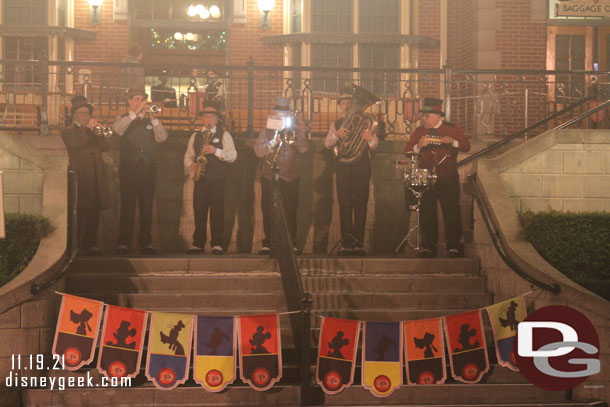 The Dickens Yuletide Band performing at the Train Station.