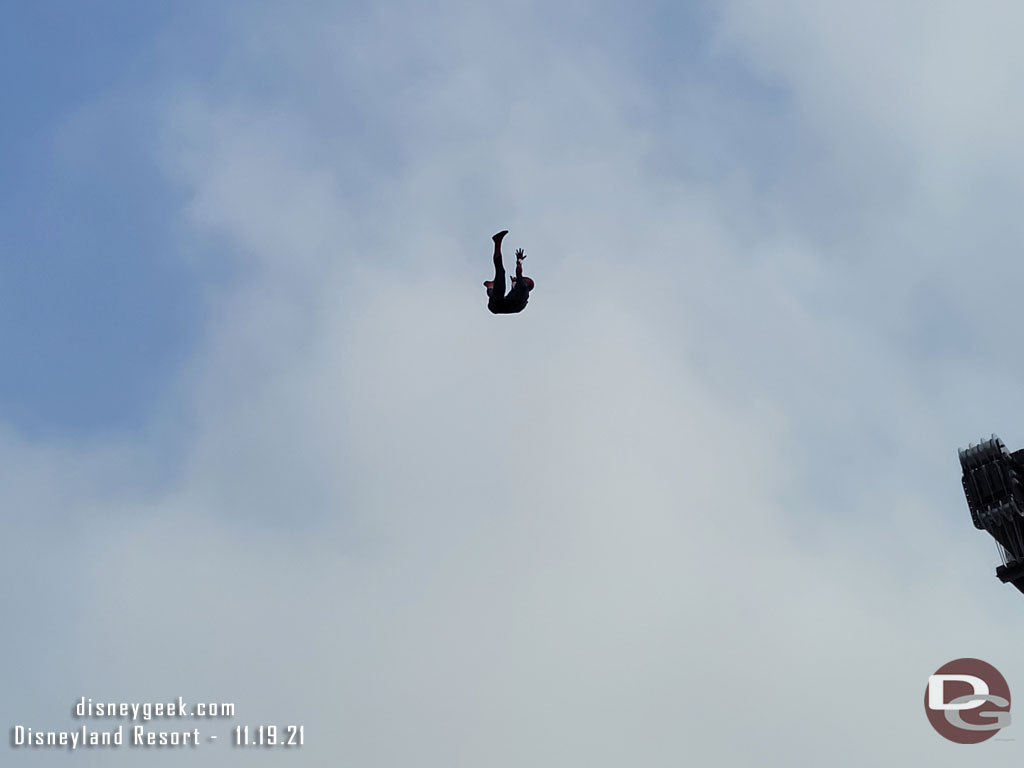 Spider-Man Stunt-tronic flying through the air.