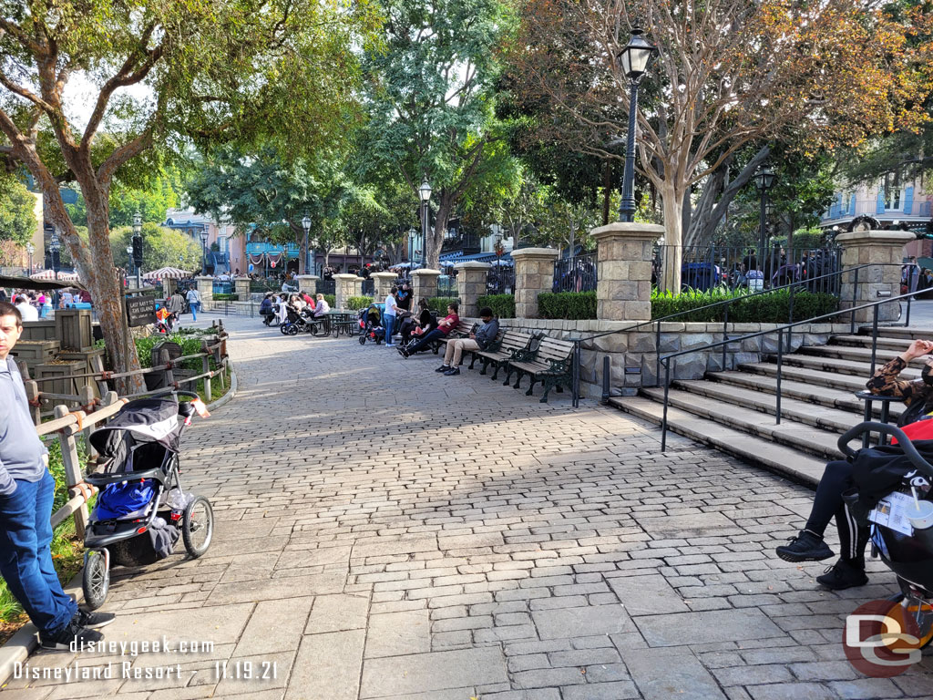 Benches and tables are still along the waterfront.