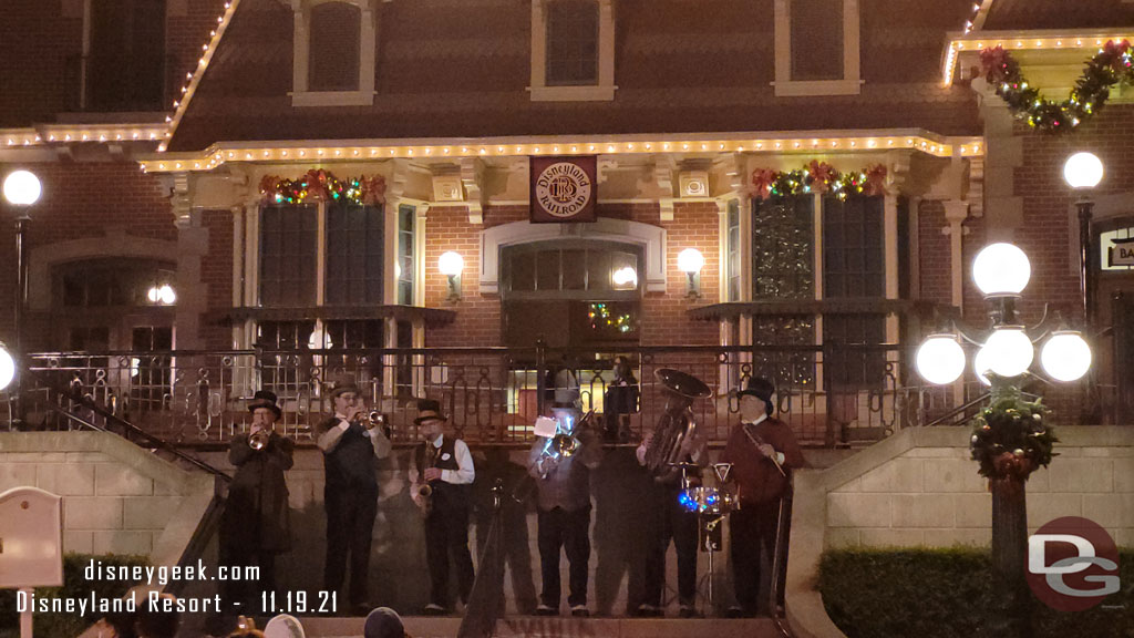 The Dickens Yuletide Band performing at the Train Station