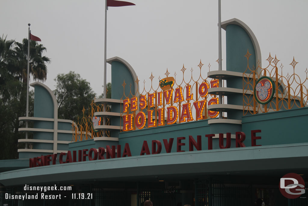 Arrived at Disney California Adventure 1 minute prior to park opening.