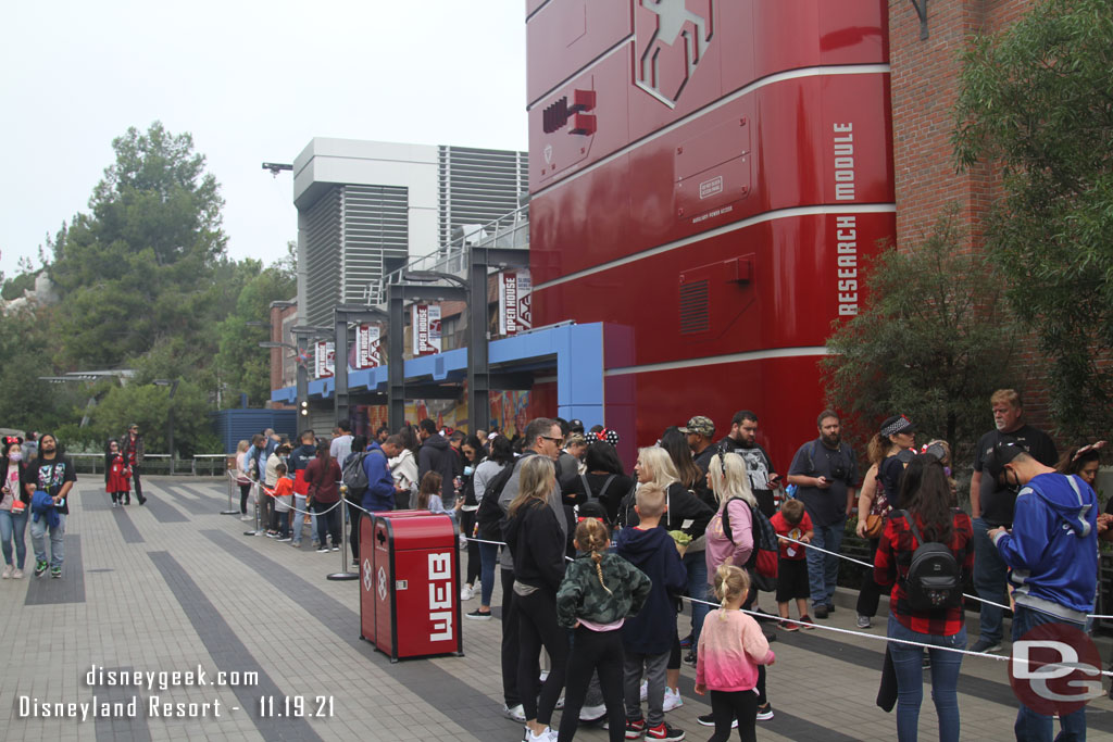 The queue wrapped around the side of the building.