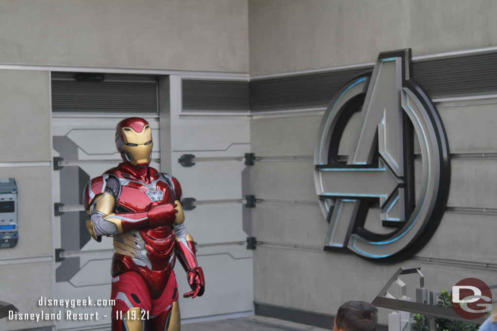 Iron Man greeting guests.