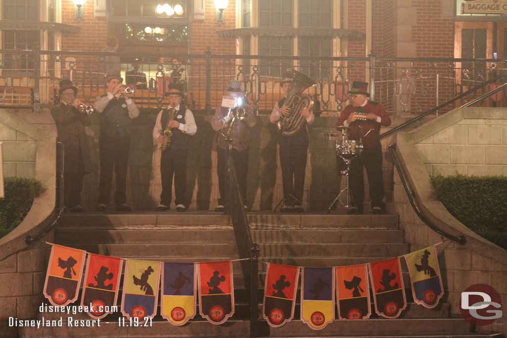 The Dickens Yuletide Band performing at the Train Station.