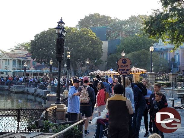 8:24am - As I walked toward Pirates I encountered the end of the line for Rise of the Resistance.