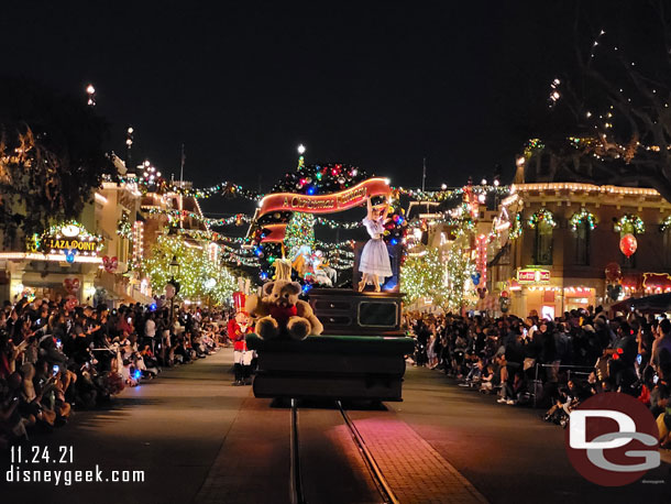 A Christmas Fantasy Parade making its way up Main Street USA.