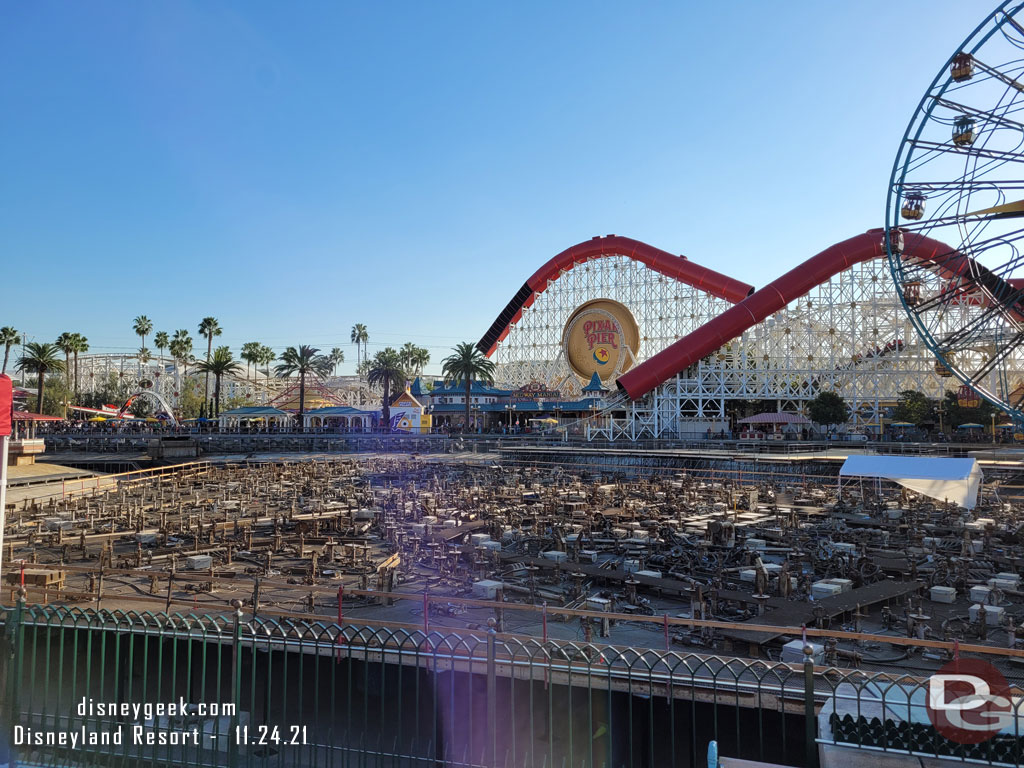 A look around Paradise Bay at the World of Color Renovation.  Not a lot of visible progress since Friday.