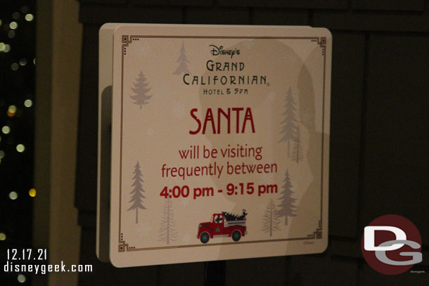 Santa greets guests just off the lobby, he was not out when I walked by.