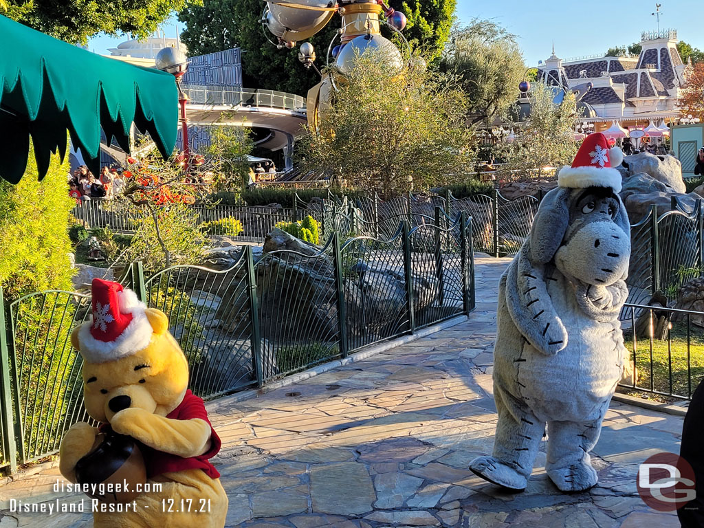 Winnie the Pooh and Friends were out near Pixie Hollow.  Tigger is running around in the background, hard to see in my pictures though.