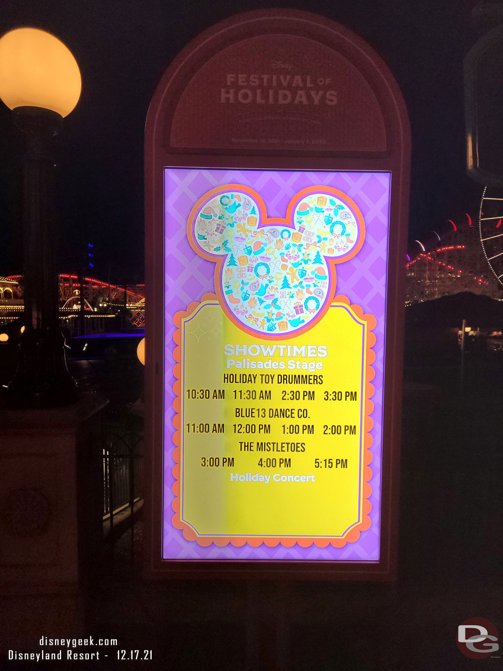 No Holiday Concert this evening.  Phat Cat Swinger was listed on t he website, but today the show times dropped off the app and nothing on the sign.