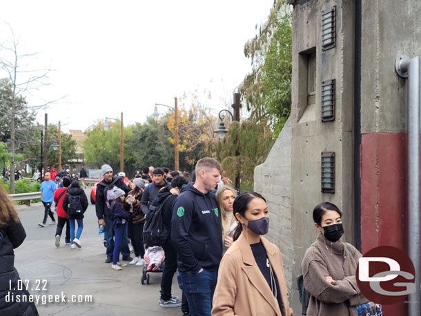 The line for Dr. Strange: Mysteries of the Mystic Arts stretched toward Cars Land.