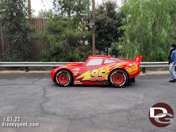 Lightning McQueen rolling by.