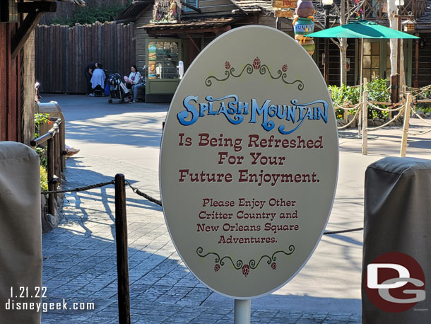 Splash Mountain is closed for its annual renovation.