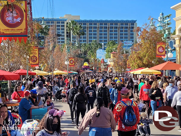 The area was busy with guests in line for the marketplaces, guests waiting for the procession and just normal traffic.