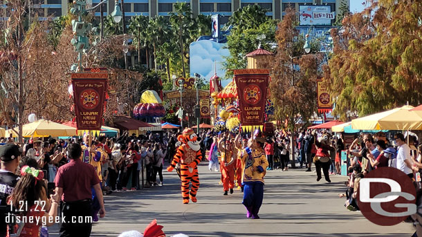 The procession starts at the parade gate near Paradise Gardens and travels to the Obelisk where it reverses course and travels back the same route.  There are no show stops (except the turn around) and no show this year.