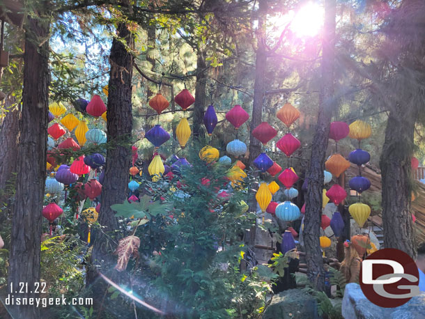 Raya is in the amphitheater.  Decorations in the area. 